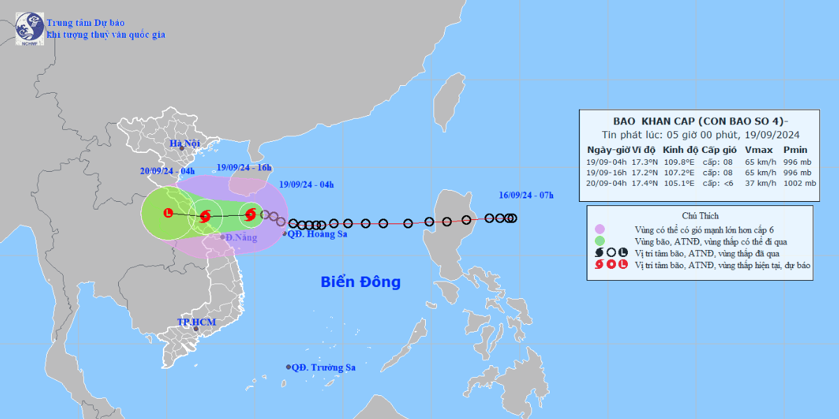Bão số 4 áp sát miền Trung, sắp đổ bộ Quảng Bình - Quảng Trị